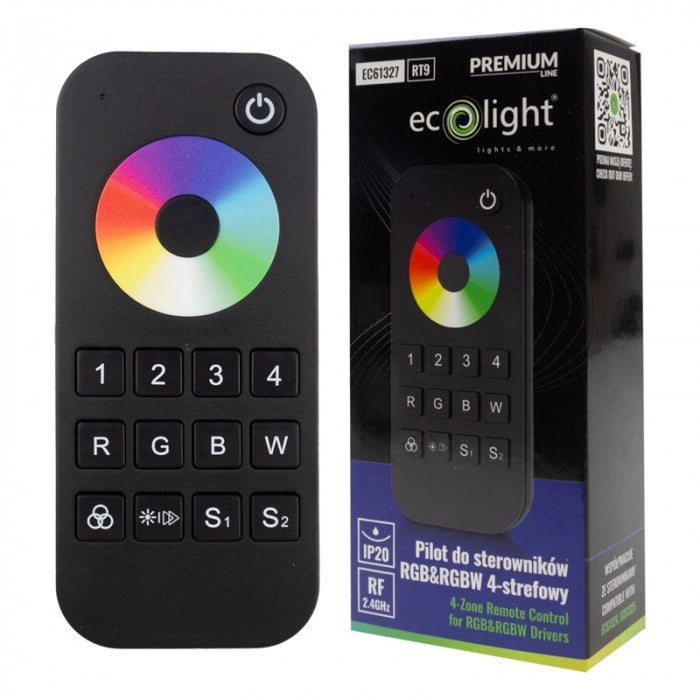Telecomando RF RT9 RGB/RGBW 4 zone touch nero Ecolight
