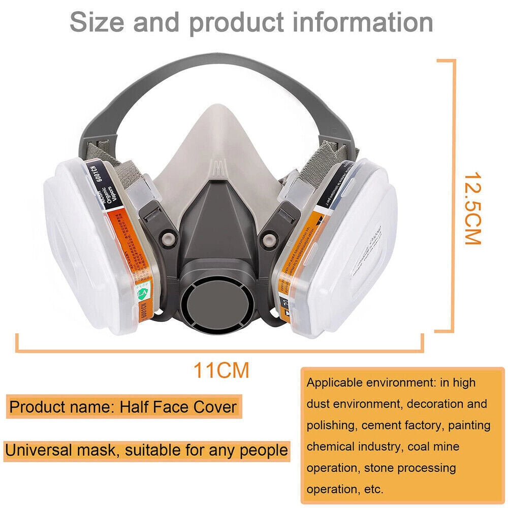 Set Maschera Respiratoria 17 in 1 con Occhiali e Filtri 6001 per Verniciatura e Levigatura Semimaschera Riutilizzabile Regolabile