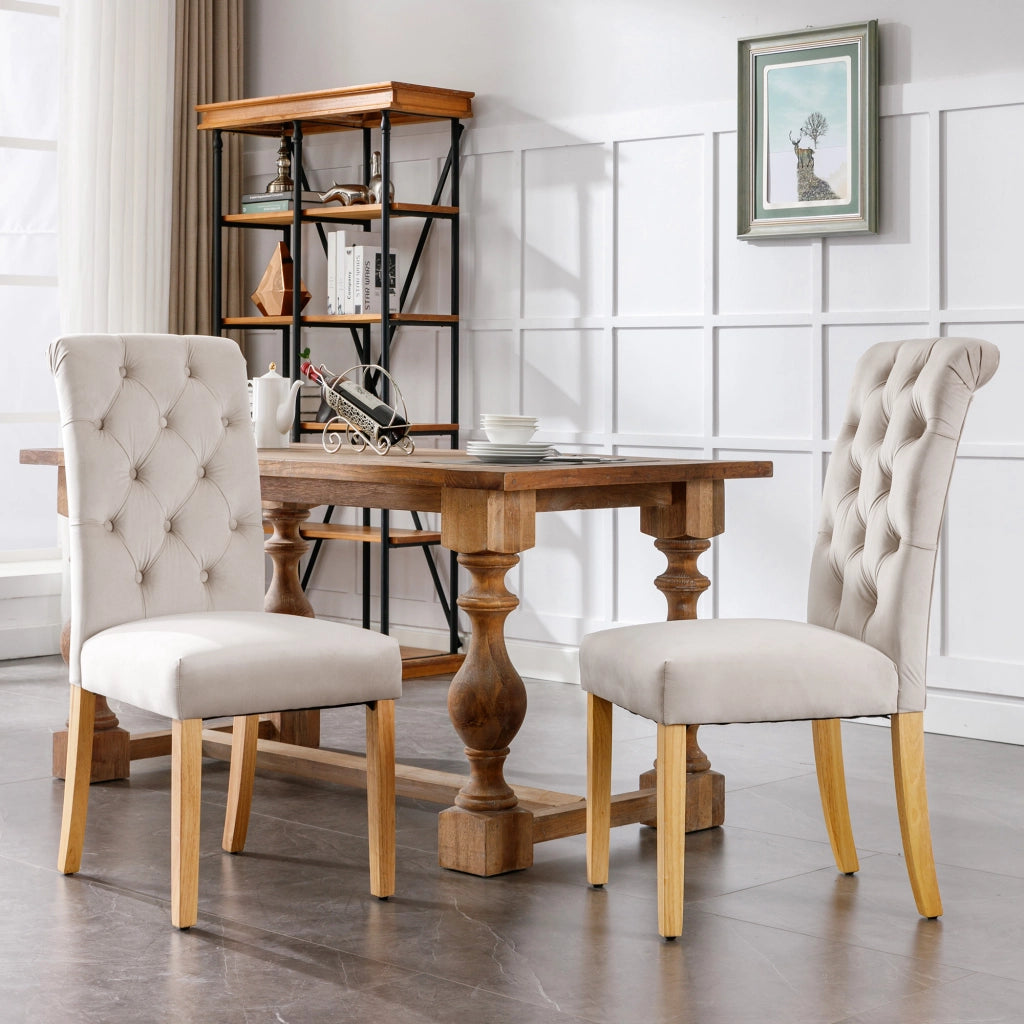 SEDIA da pranzo in velluto beige, Set da 6 pezzi