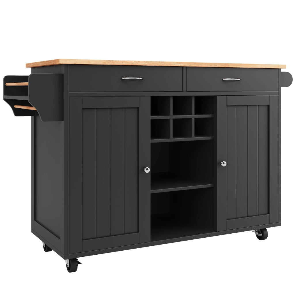 Isola cucina con ruote 102×45×92 cm, mobile multifunzione in MDF effetto legno, nero
