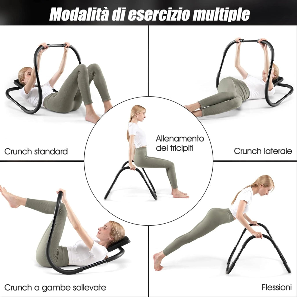 Addestratore per Addominali e Costato con Poggiatesta Imbottito, AB Trainer Ergonomico e Portatile per Allenamento della Forza e Assistente Posizione Seduta da Casa e Palestra