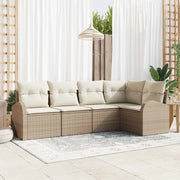 Set Divano da Giardino 5 pcs Beige e Bianco polyrattan
