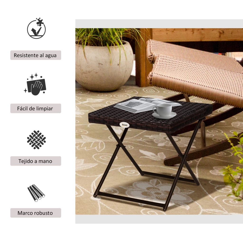 Tavolo da giardino pieghevole in rattan ¨C Minimal ¨C marrone 40x40x40 cm