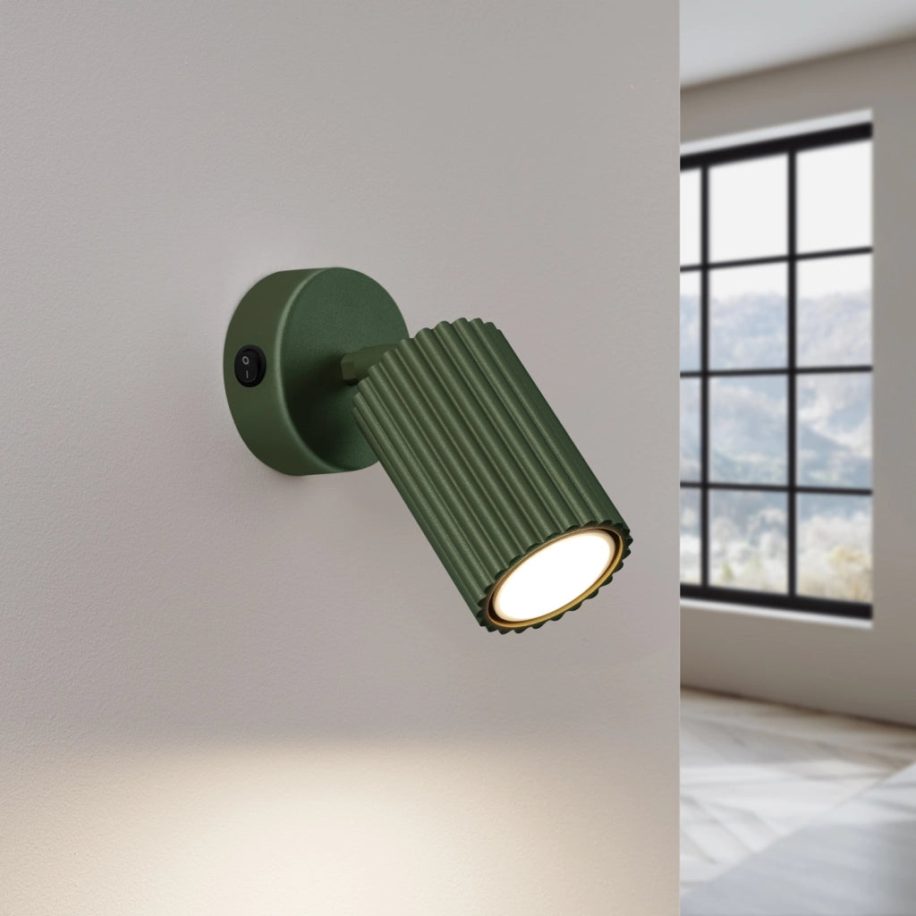Lampada da parete KARBON verde oliva con interruttore