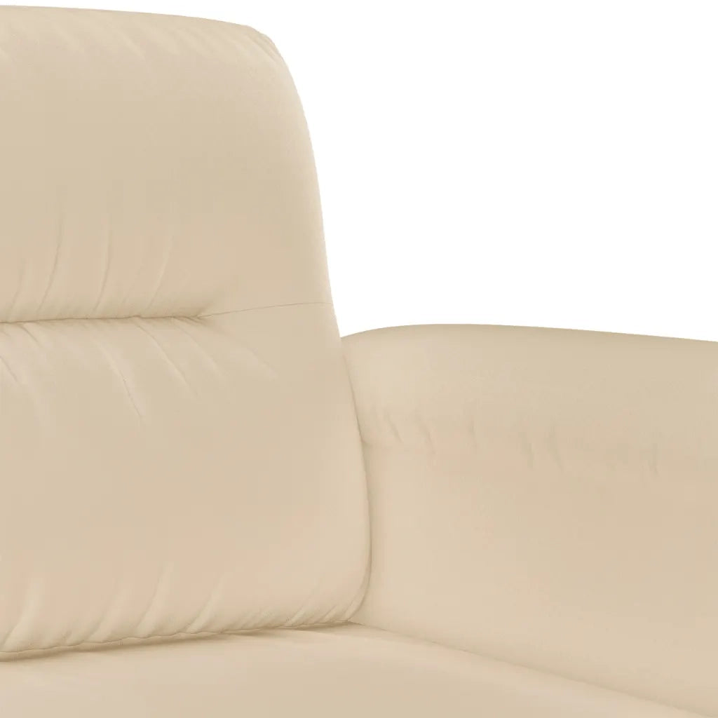 Set Divani 3 pz con Cuscini Crema in Tessuto Microfibra