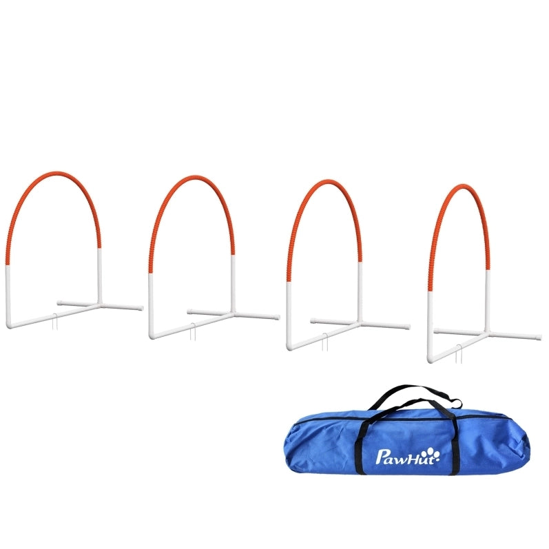 Set agility per cani 89x69x99 cm bianco in plastica, 4 elementi con borsa
