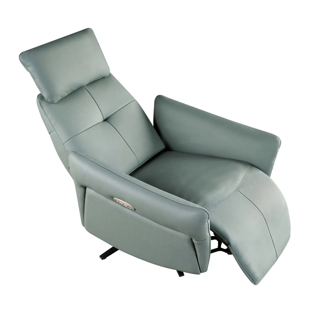 Poltrona relax girevole in pelle verde turchese