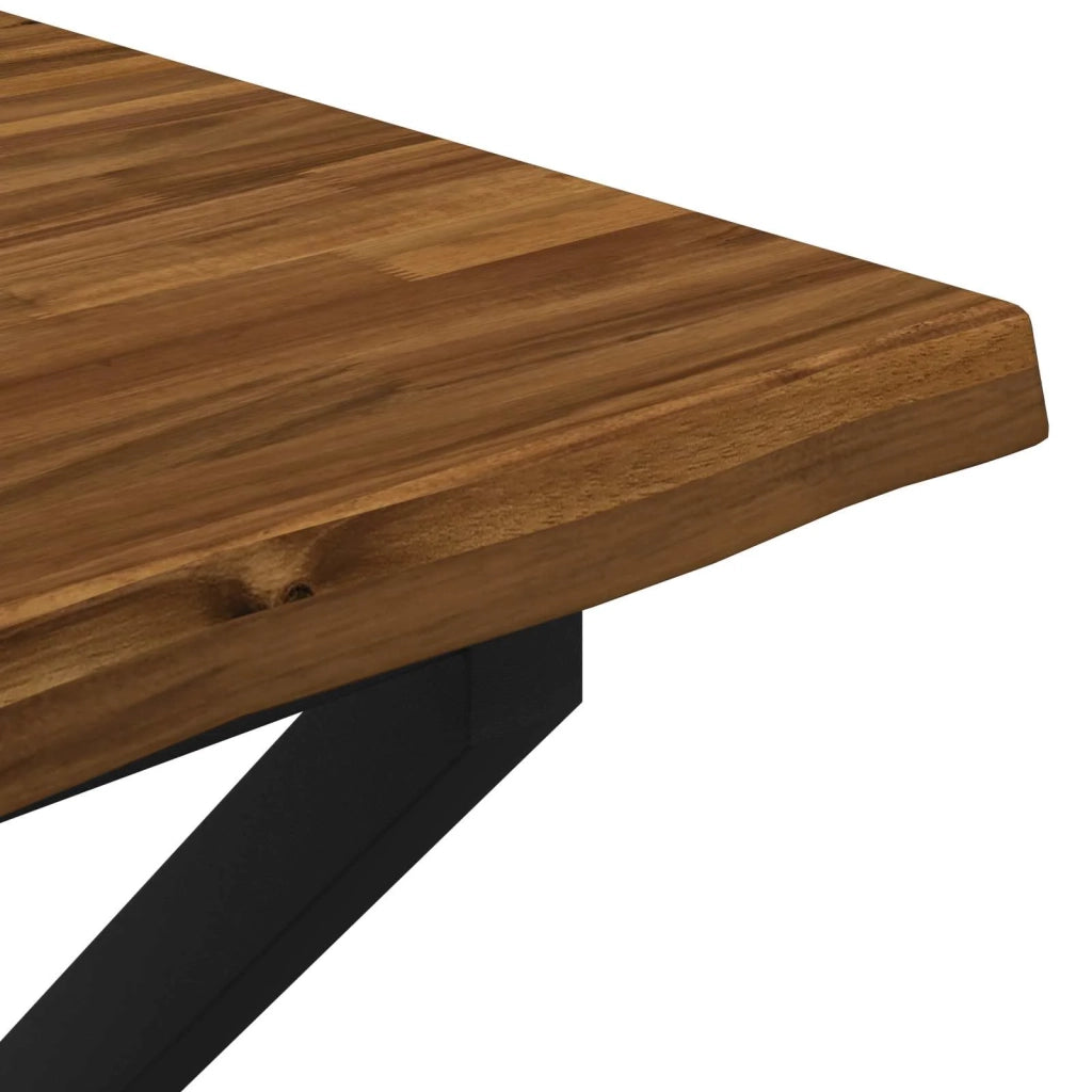 60 x 55 x 75 cm Legno di Acacia Massello Naturale e Nero 938649