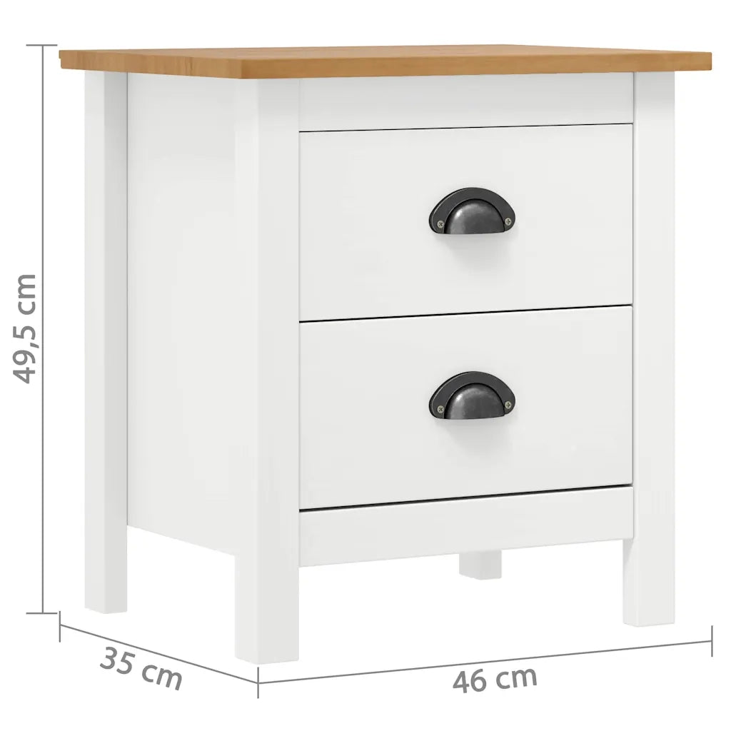 Comodini Hill Bianchi 2 pz 46x35x49,5 cm Legno Massello di Pino 288910