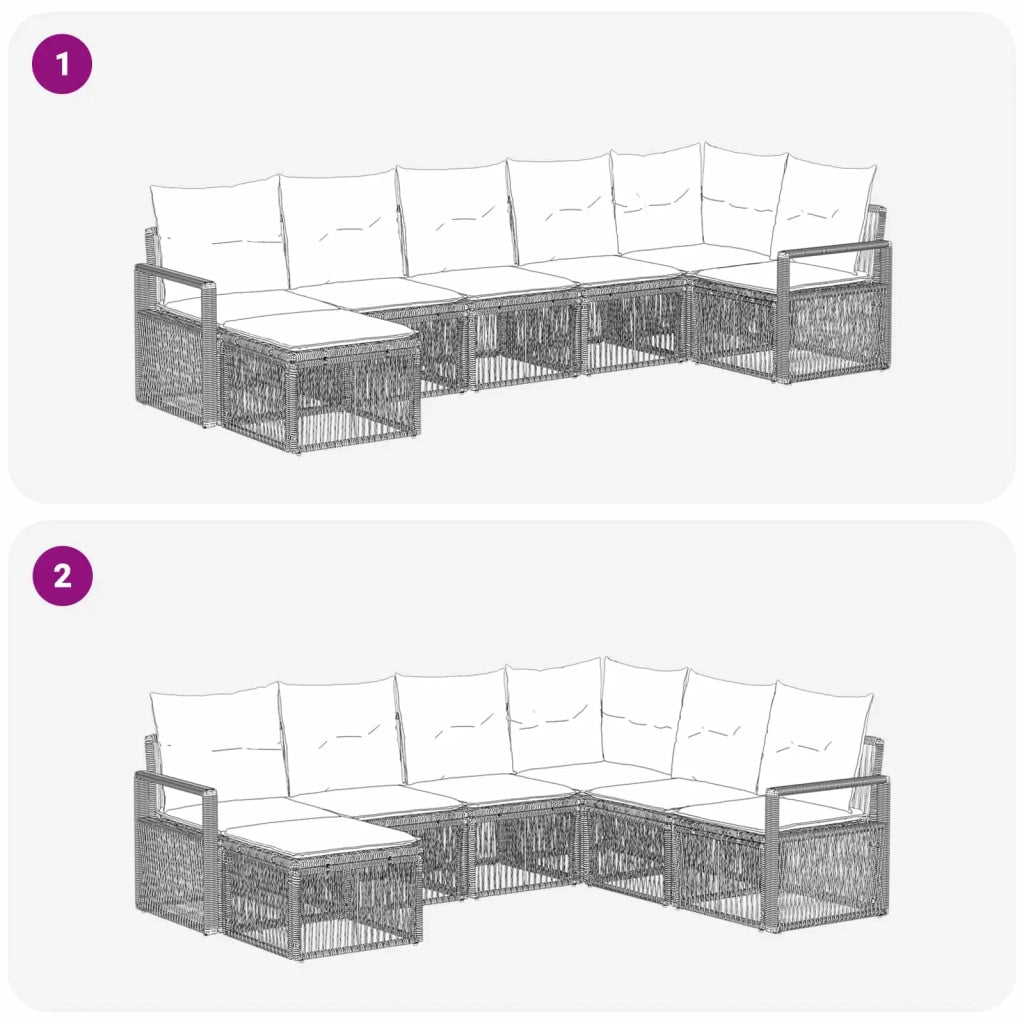 Set Divano da Giardino 7 pz Grigio polyrattan 3435785