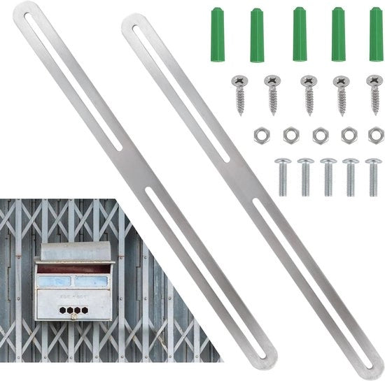 Set di fissaggio cassetti portalettere - 2 pezzi - fissaggio portalettere - 360 x 24 mm - fissaggio cassetti portalettere - connettore piano - porte - cancelli