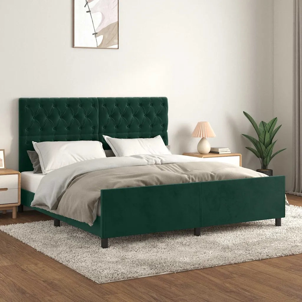 Giroletto con Testiera Verde Scuro 180x200 cm in Velluto 3125955