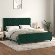 Giroletto con Testiera Verde Scuro 180x200 cm in Velluto 3125955
