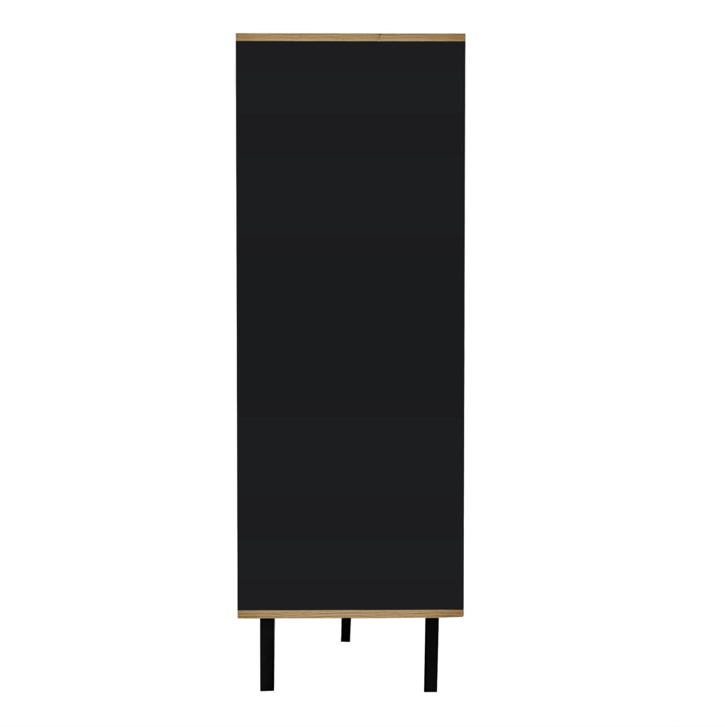Credenza con vetrina LED 80x120x40 cm effetto legno e nero