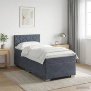 Letto con Box Spring, Materasso e LED Grigio Scuro Singolo 3452263