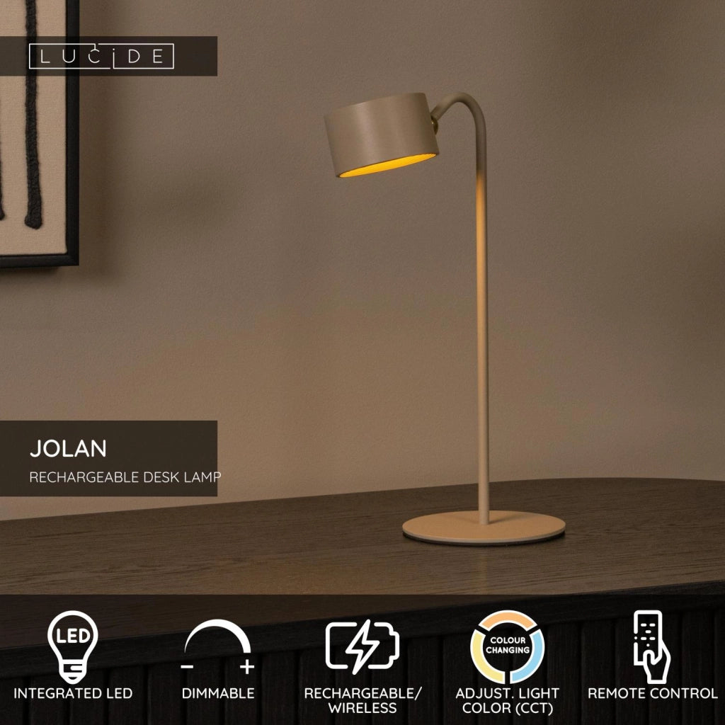 Lampada da scrivania LED curva JOLAN taupe Lucide