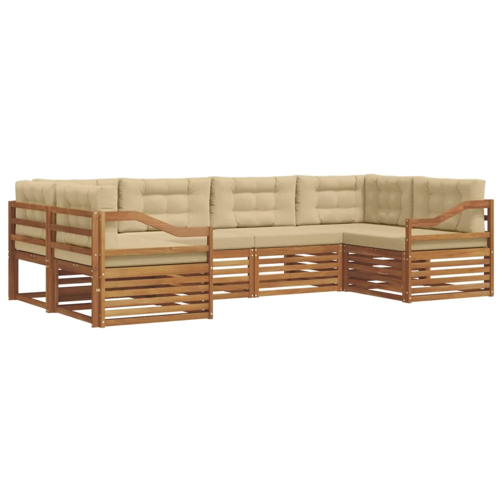 Set di divani da esterno con cuscino 6 pcs Naturale e Beige 3374038