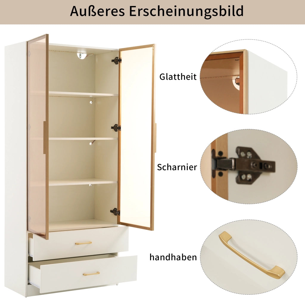 Mobile bagno alto bianco con ante in vetro e cassetti