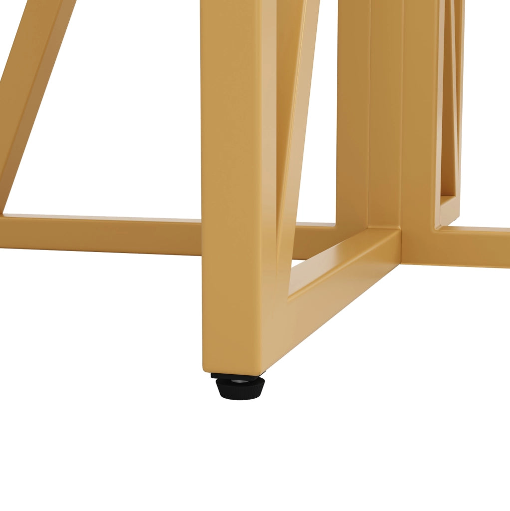 Tavolo rotondo 80 cm MDF effetto marmo, gambe metallo dorato, 4-6 persone