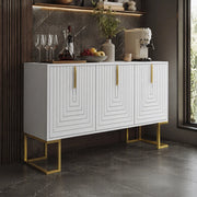 Credenza a 3 ante con ripiani rimovibili regolabili in MDF e truciolare bianca per cucina e sala da pranzo