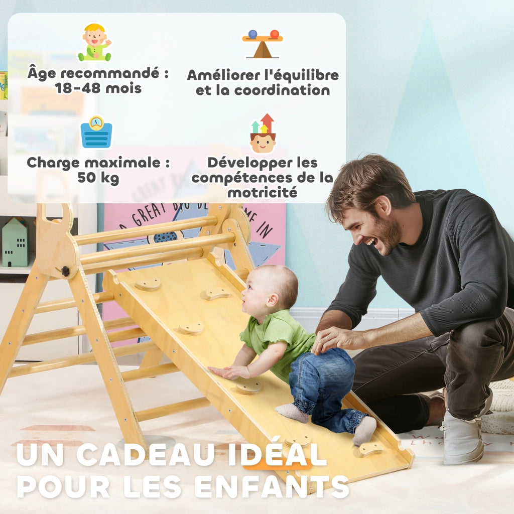 Set 5 in 1 con arco di arrampicata ¨C Minimal ¨C per bambini, in legno naturale