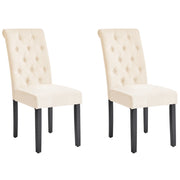 Set di 2 Sedie da Pranzo in Tessuto Beige Chiaro Glam Design Moderno Gambe in Legno Nero