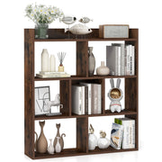 Libreria a cubi aperti con 7 scomparti, Mensola espositiva per l'archiviazione in legno per studio soggiorno Marrone-Librerie