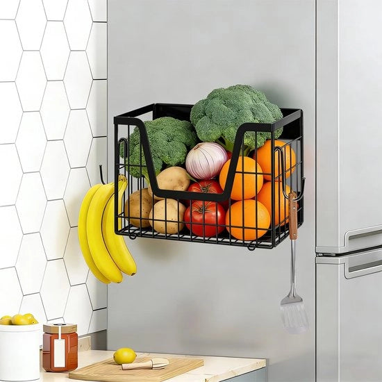 Organizzatore Magnetico per Frigorifero - Raccordo per Frigorifero - Supporto per Spezie - Accessori Cucina - Assemblaggio Rapido - Nero