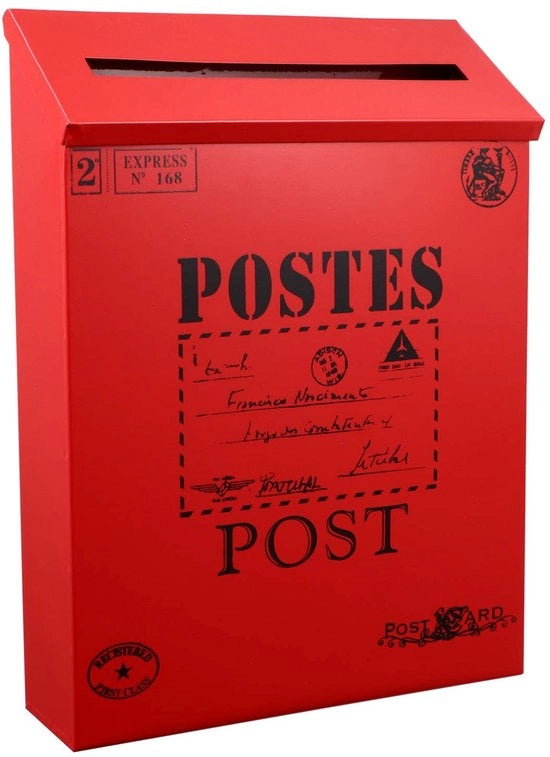 Sostegno esterno per borsa postale in metallo vintage grande capacità decorativa per decorazione di giardino - rosso