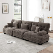 Divano angolare modulare 3 posti 313x77x81 cm con seduta profonda; chenille marrone
