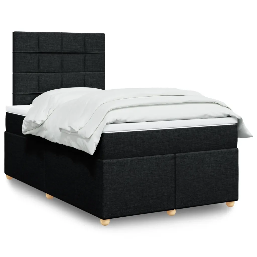 Giroletto a Molle con Materasso Nero 120x200 cm in Tessuto
