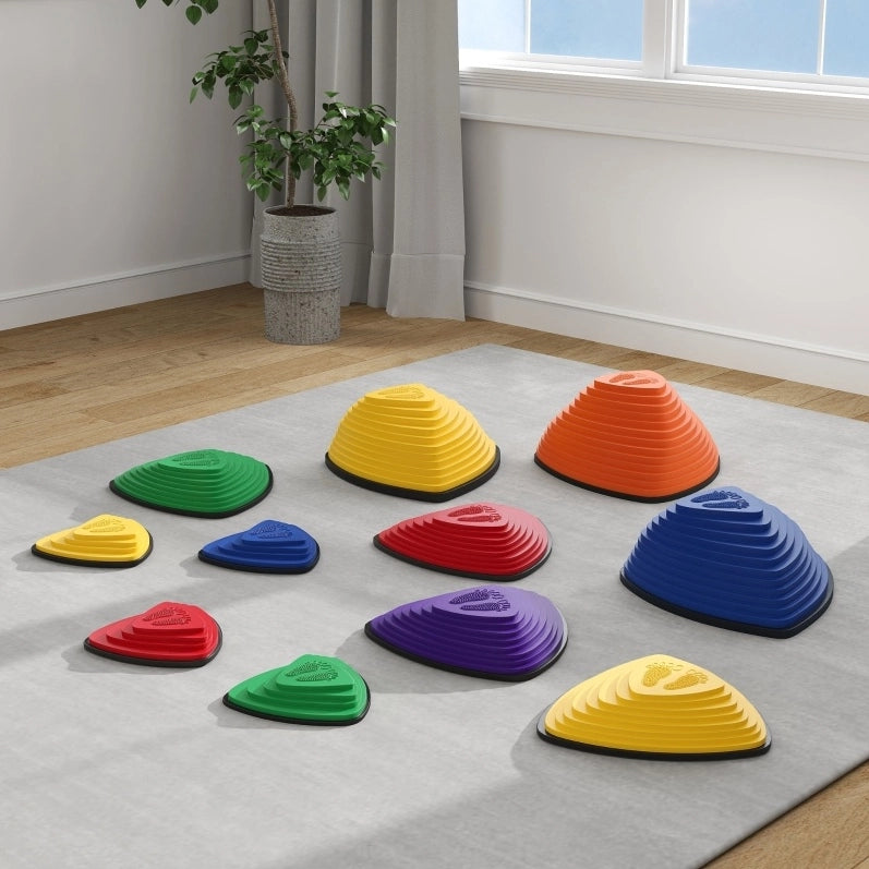 Set di 11 pietre di equilibrio ULEVR antiscivolo e impilabili per bambini, plastica multicolore, interni ed esterni