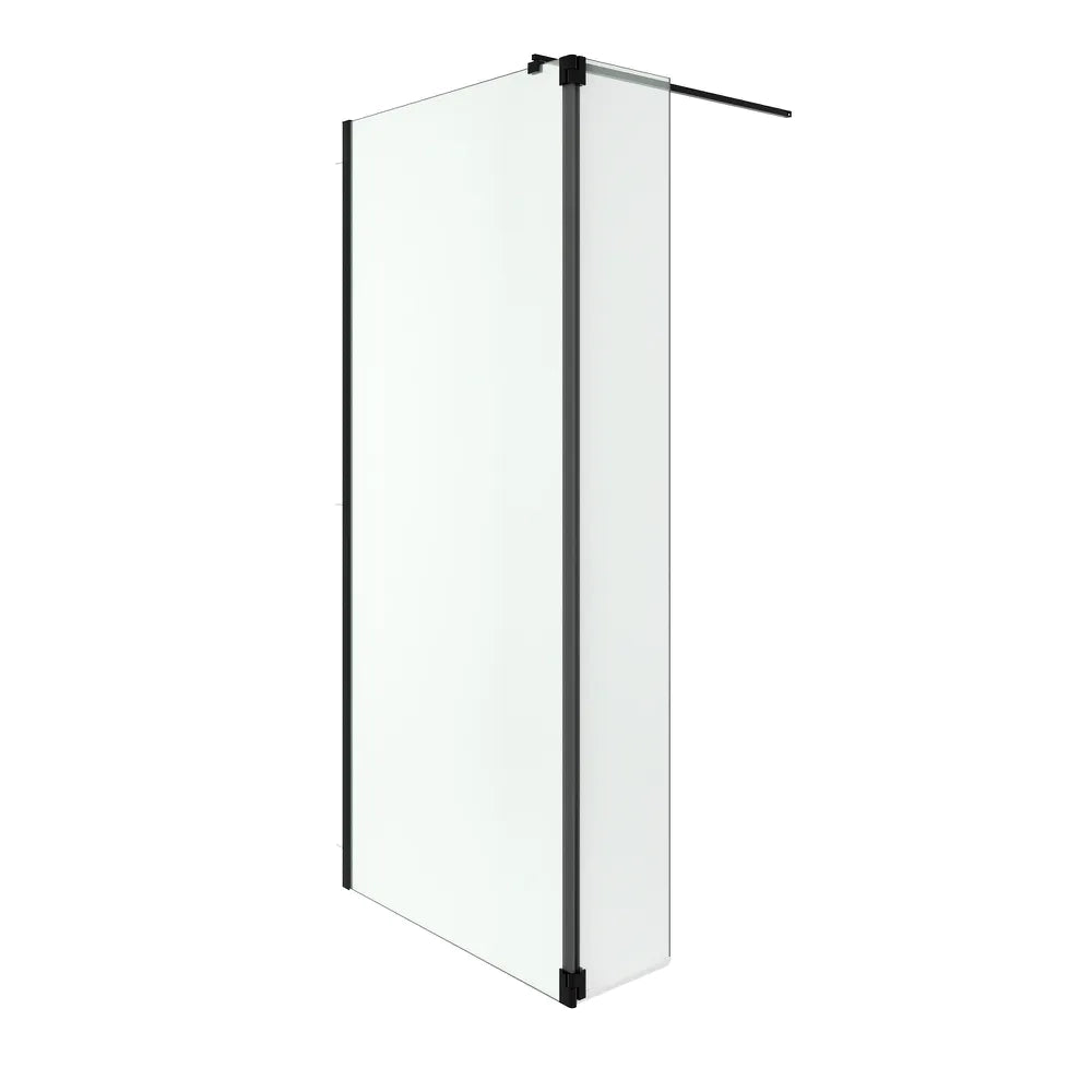 Doccia walk-in 70cm + anta 40cm vetro 8mm trasparente profili neri | Keros