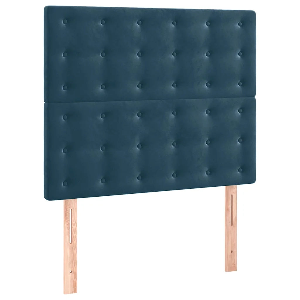 Letto a Molle con Materasso e LED Blu Scuro 100x200 cm