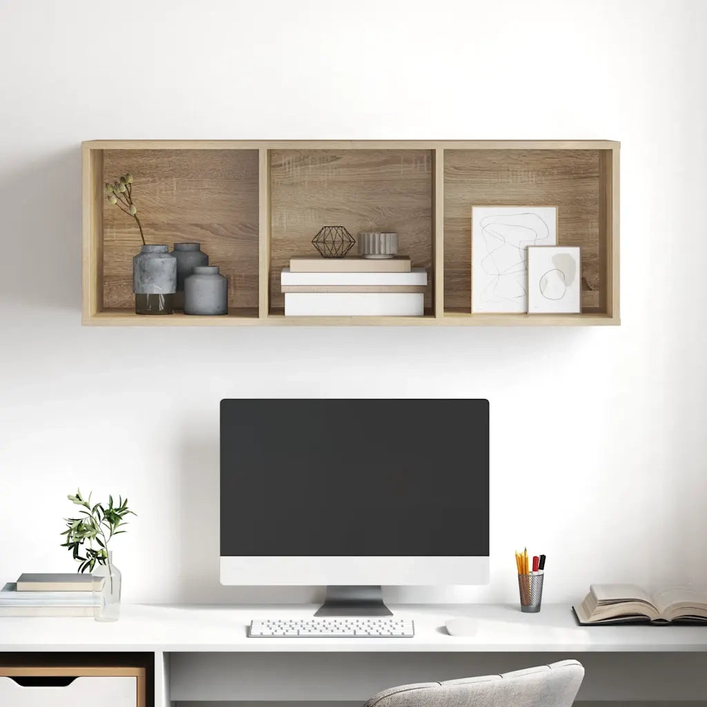 Mobile TV da Parete Rovere Sonoma 37x37x107cm Legno Multistrato 805483