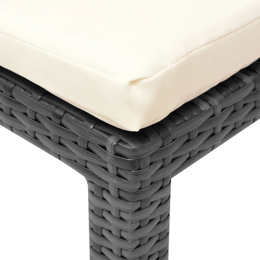 Lettino Prendisole con Cuscino in Polyrattan Nero 42846