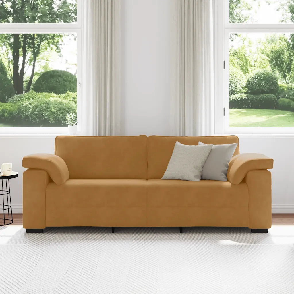 Divano a 3 Posti-Sofa 3 Posti Marrone 178 cm in Velluto