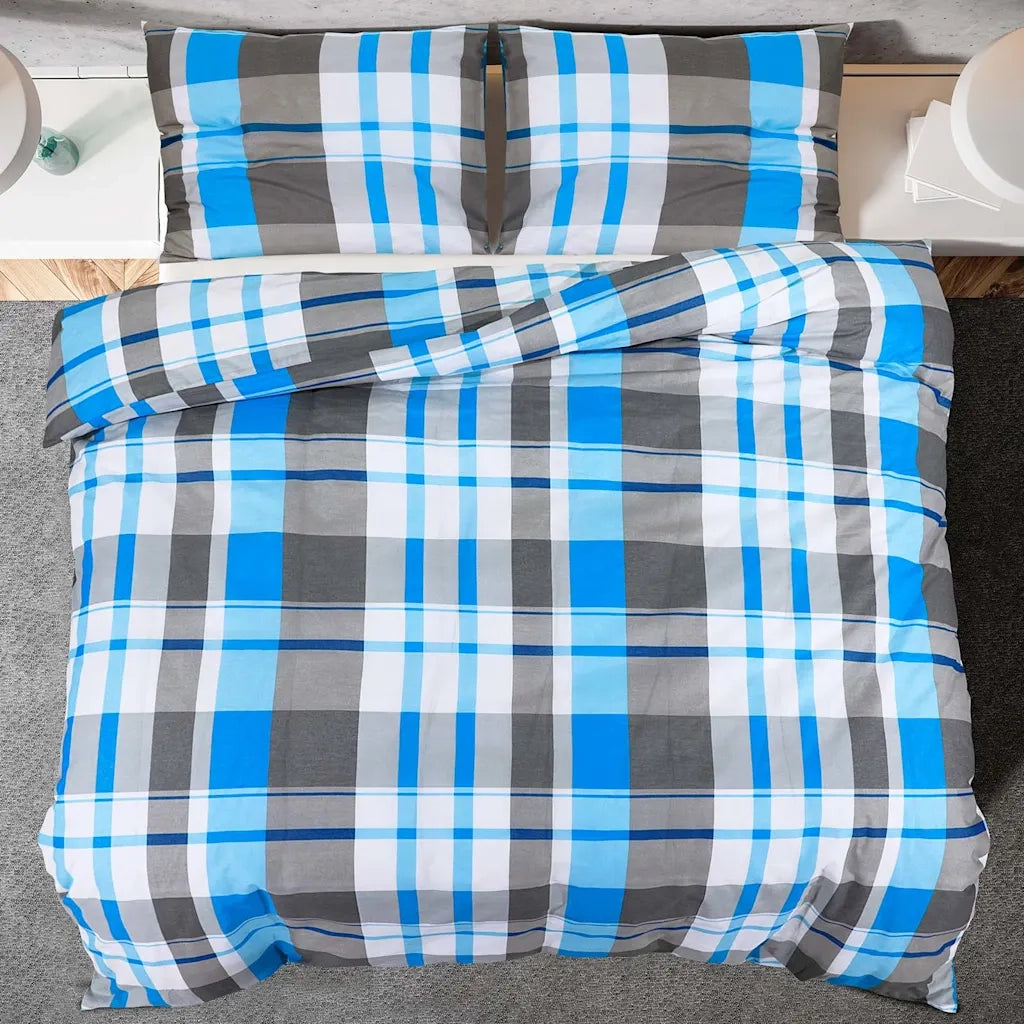Set Copripiumino Blu e Grigio 260x240 cm in Cotone 136068