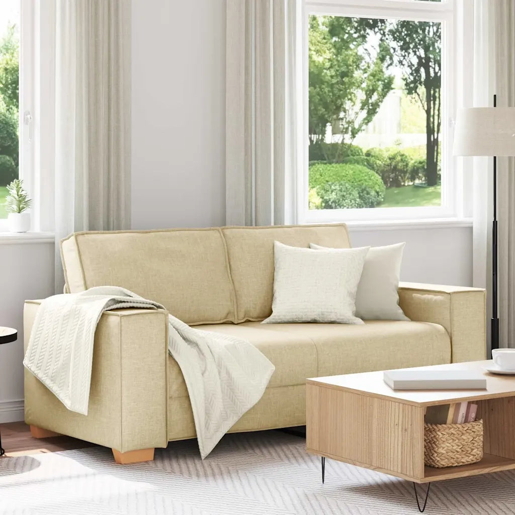 Divano a 2 Posti-Sofa 2 Posti Crema 140 cm Tessuto