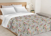 Trapunta Piumone Letto Invernale Imbottita 300gr Microfibra Diadema Roselline - 2 Piazze - Grigio