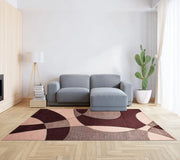 Tappeto Arredo Moderno Morbido in Ciniglia Ingresso Antiscivolo Prodotto Italiano  Soggiorno Camera Salotto Disegni Piazzati Cotone Varie Misure Grande Hills/Vino - 65x220 cm