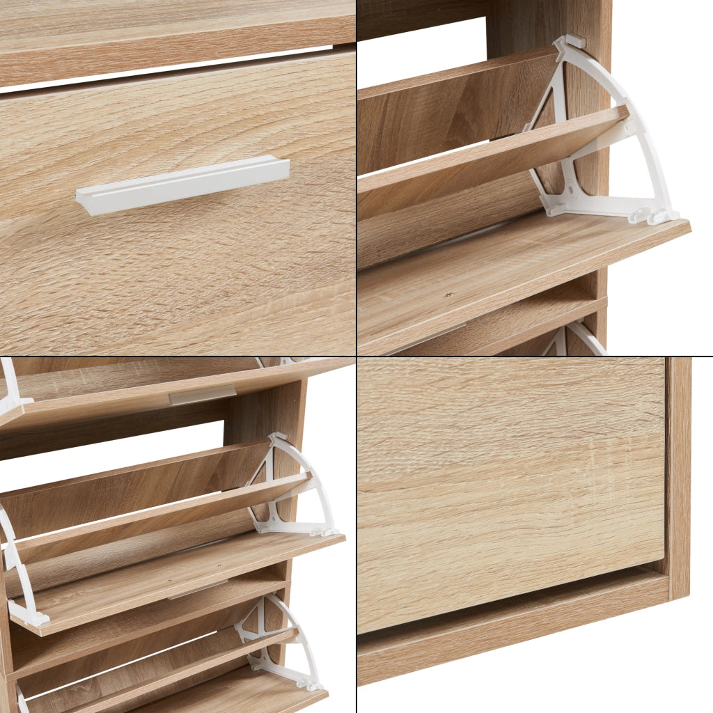 Scarpiera Sykkylven con 4 Contenitori Ribaltabili - Effetto Rovere Sonoma [en.casa]