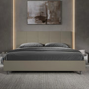 Letto imbottito Matrimoniale 190x200 cm Mika - Similpelle,Cappuccino,Contenitore