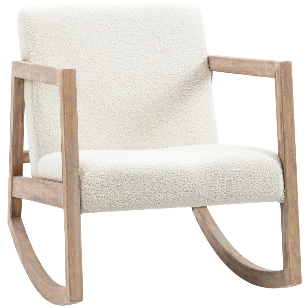 Poltrona dondolo in legno imbottita ¨C Minimal ¨C crema 60x81x71 cm