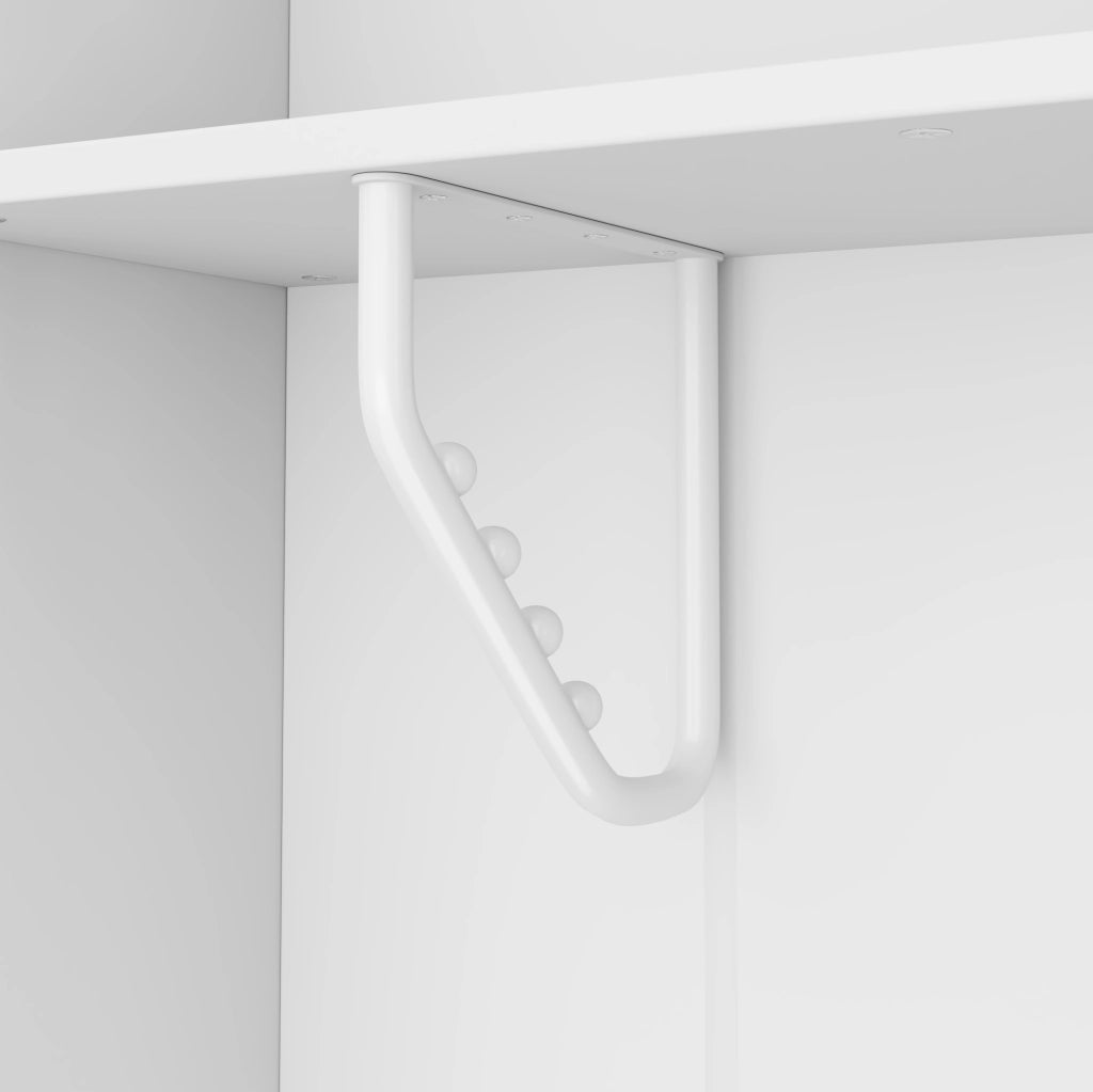 Armadio 120x50x200 cm in MDF bianco con 2 ante in vetro e 4 cassetti