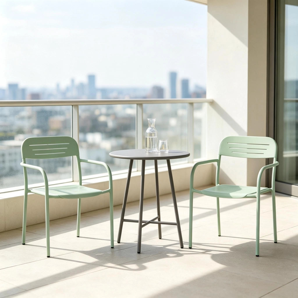 Set di 2 sedie da giardino impilabili in metallo verde