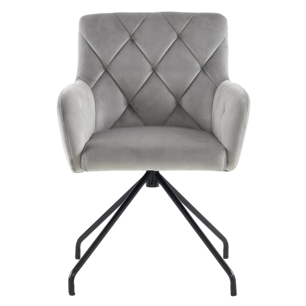 Set di 6 sedie da pranzo con braccioli in velluto grigio chiaro e gambe in metallo