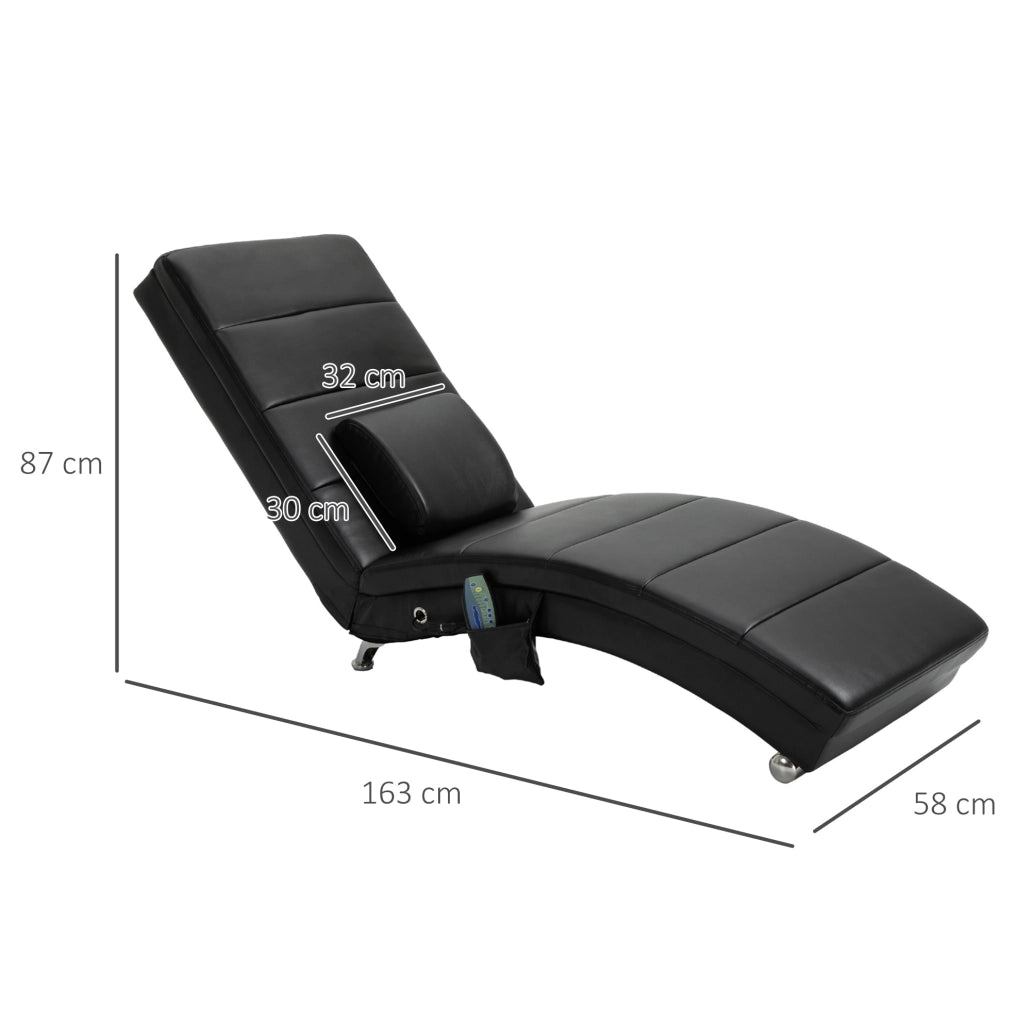 Chaise longue massaggiante nera con 8 punti di massaggio