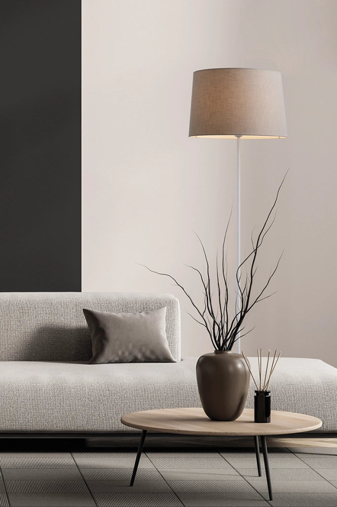 Vivien Sospensione Bianca, Paralume Conico Grigio, Attacco E27, Potenza 75W, IP20, Diametro 48cm - Rossini Illuminazione