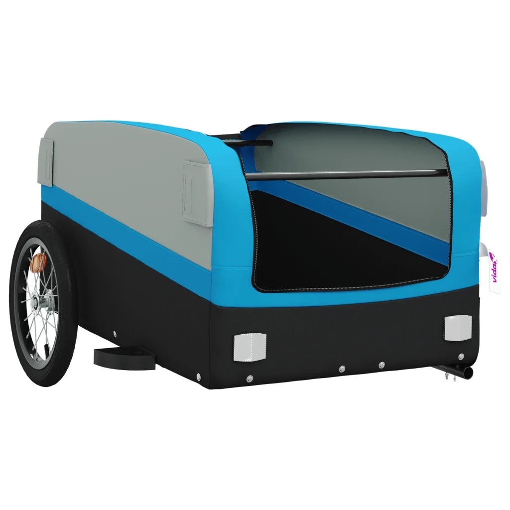 Rimorchio da Bici Nero e Blu 45 kg in Ferro 94044